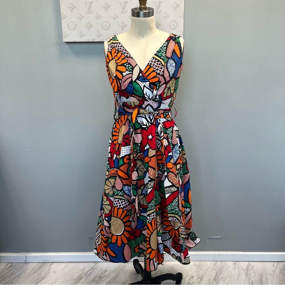 Betty boo women’s multicolor Wrap midi dress us12 m160-4